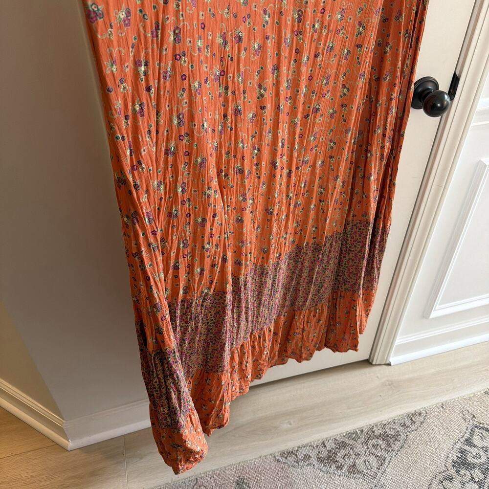 Vintage Olivia floral orange tropical maxi dress Miu Miu style women’s size 1x - Picture 5 of 11